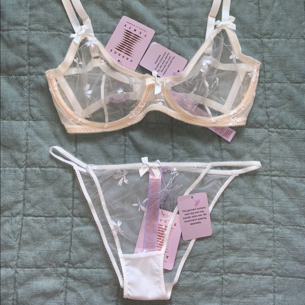 Savage X FENTY foiled sprigs embroidered set